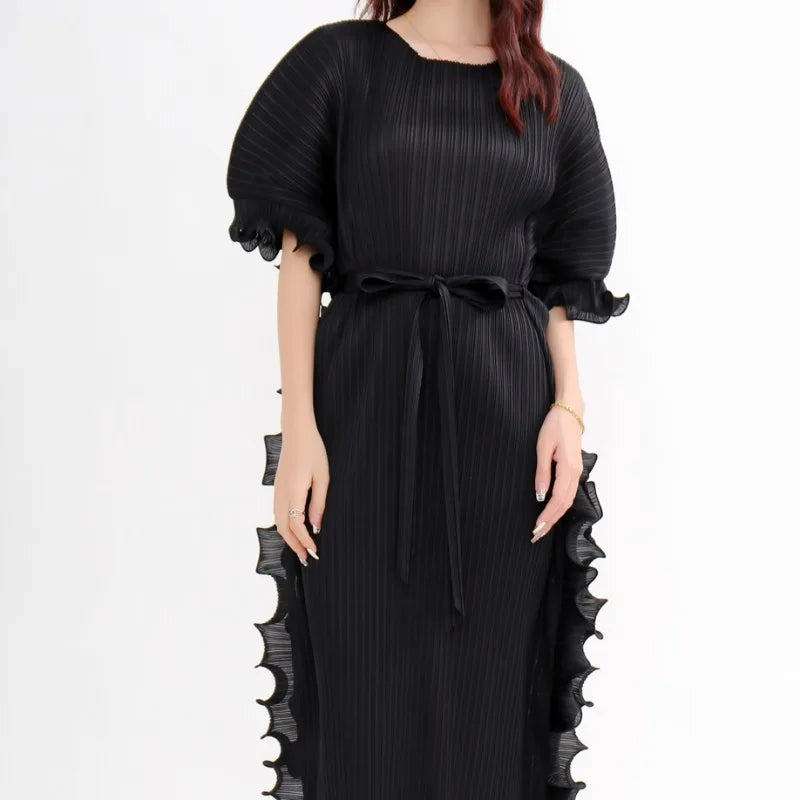 Stylish Miyake Summer Maxi Dress - Plus Size, Comfortable Fit, Lace Detail