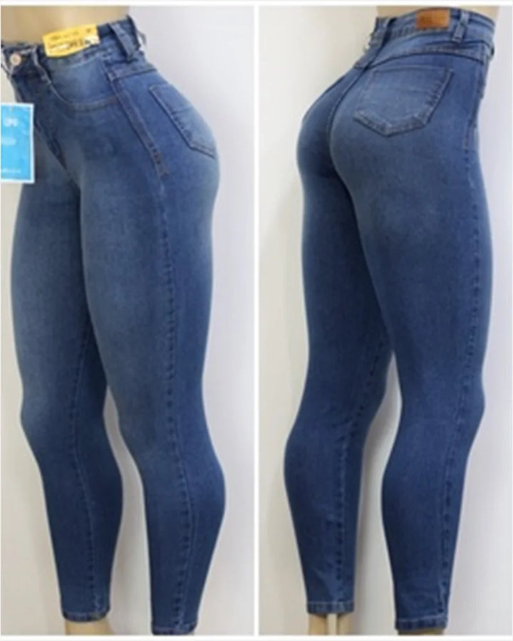 Get the Perfect Fit with Sawary High Waist Jeans - Super Lipo Spandex, Ultimate Waist to Hip Ratio, Zipper Included!