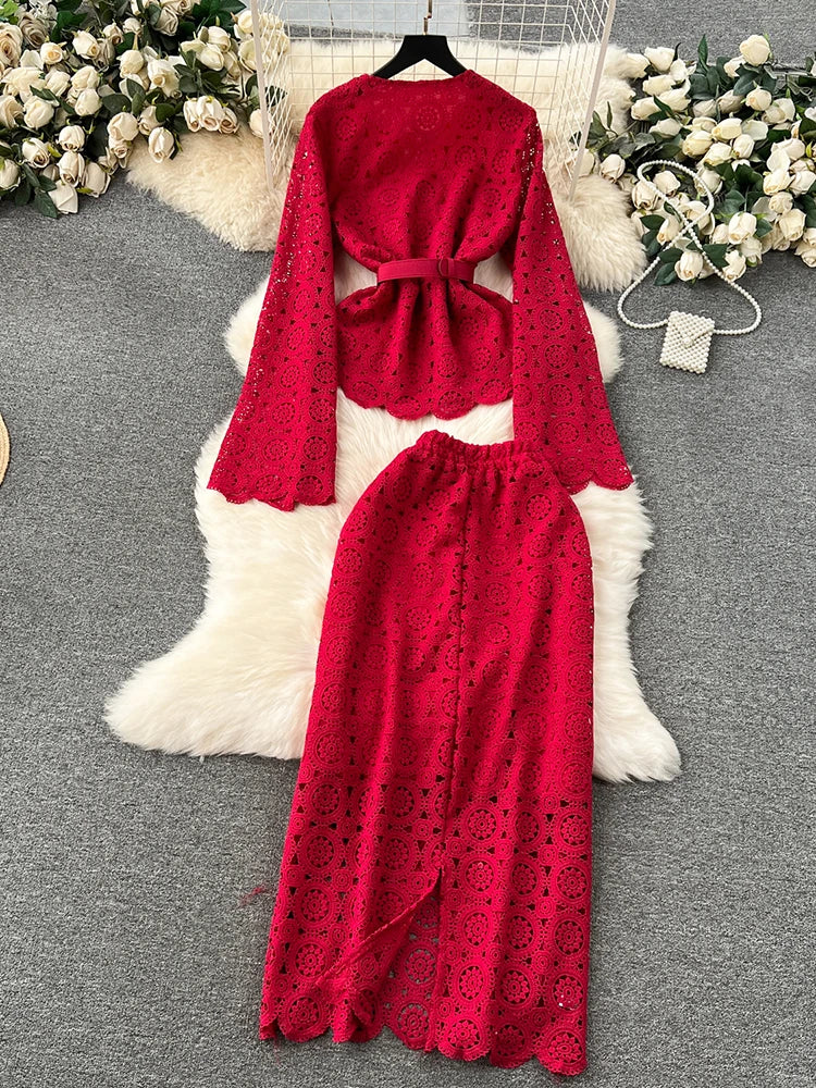 Spring / Summer 2024 Lace Flare Sleeve Two Piece Set