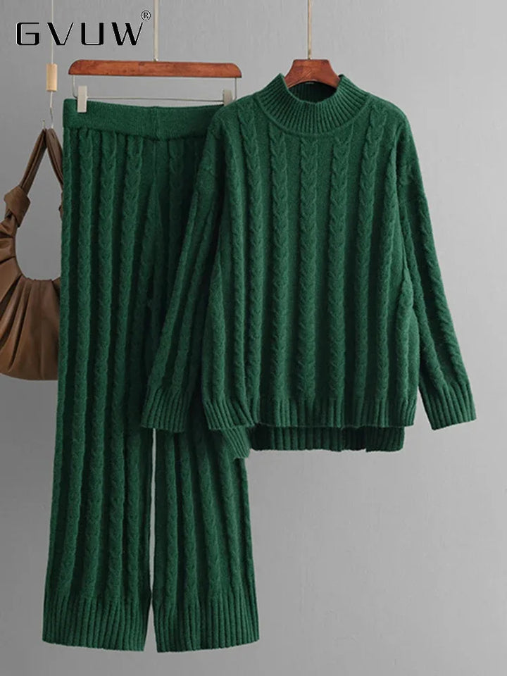 Vintage Knit Sweater + Wide Leg Pants Set