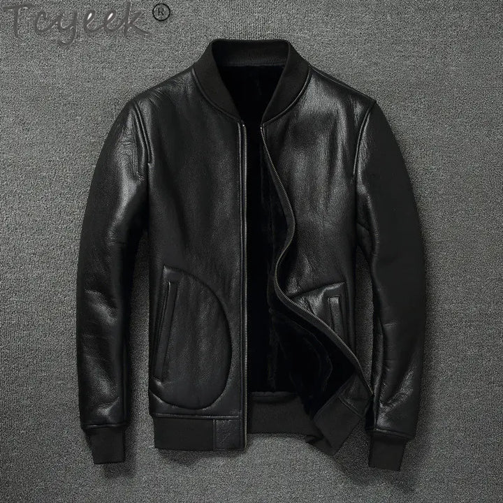 Men's Winter Fur Coats - Genuine Sheepskin Leather Jackets