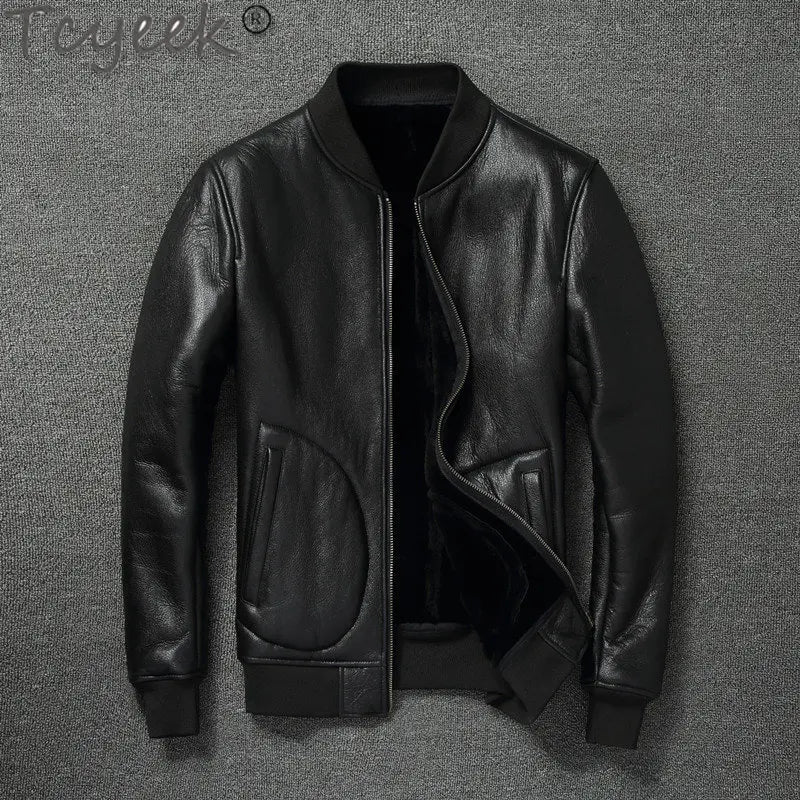 Men's Winter Fur Coats - Genuine Sheepskin Leather Jackets