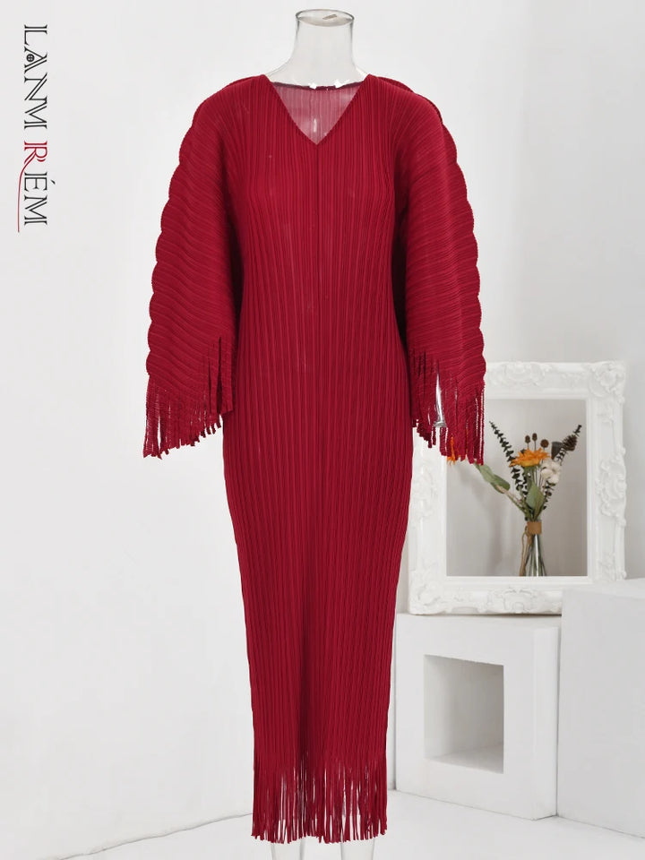 Stylish Tassel Pleated Dress for Women - Perfect for Parties and Festivals!