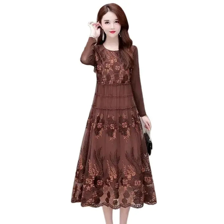 2022 Spring Summer Embroidered Silk Dress - Heavy-Duty Mulberry Silk Mid-Length Skirt