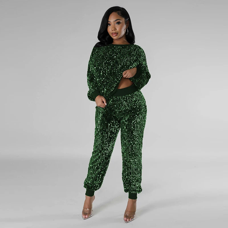 Unleash Your Inner Glamour with Our Elegant Sequin Party Set - Perfect for Autumn Formals!