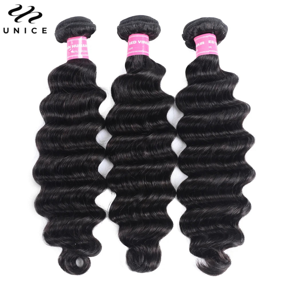 UNice Loose Deep Wave Human Hair Bundles