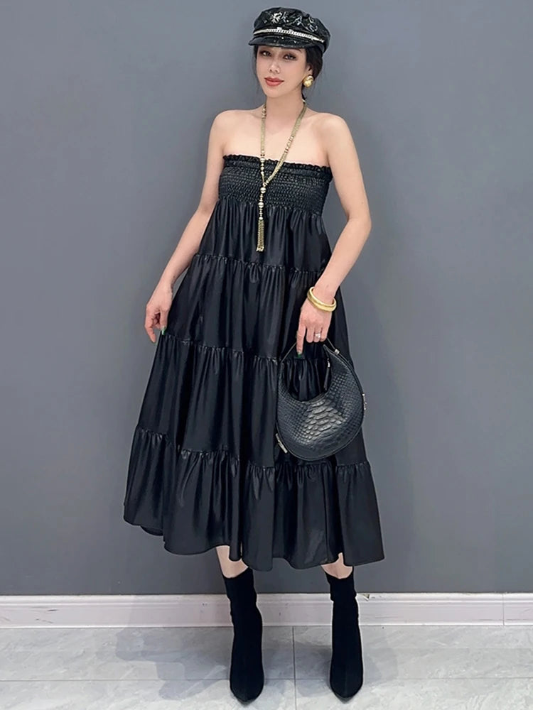 Stay Chic and Warm with our SHENGPALAE Pu Leather Skirt - 2024 Winter Collection