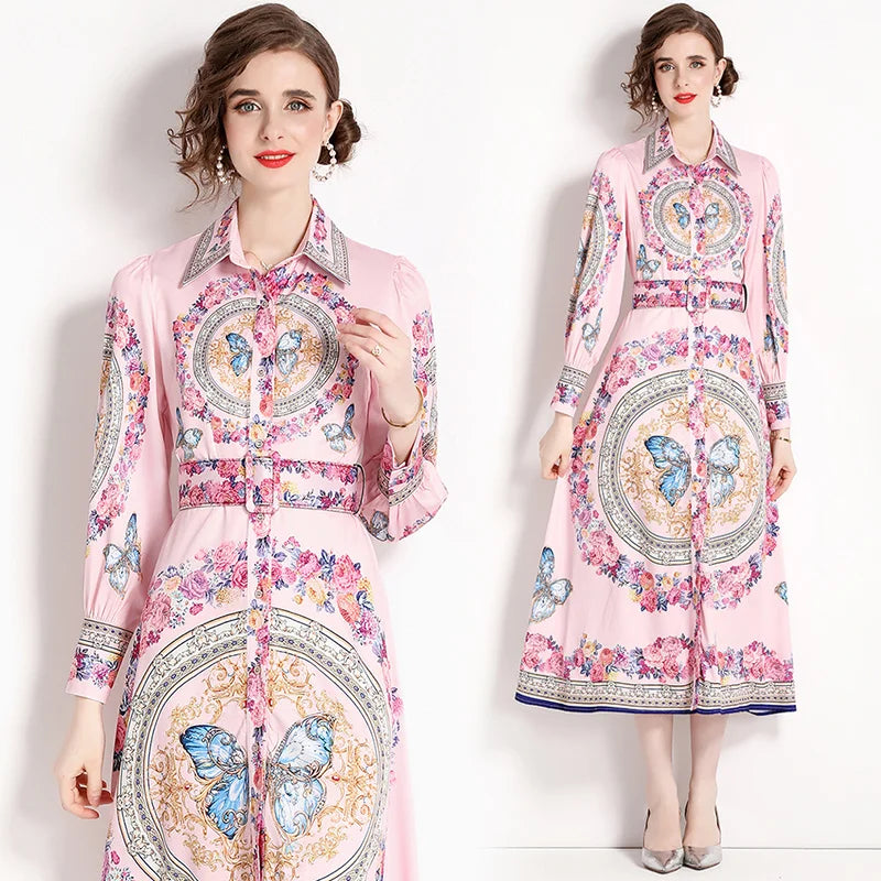 Vintage Floral Print Maxi Dress - Elegant A-line for Women's Party & Vacation