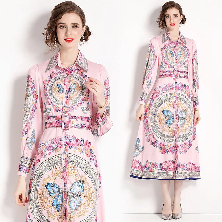 Vintage Floral Print Maxi Dress - Elegant A-line for Women's Party & Vacation