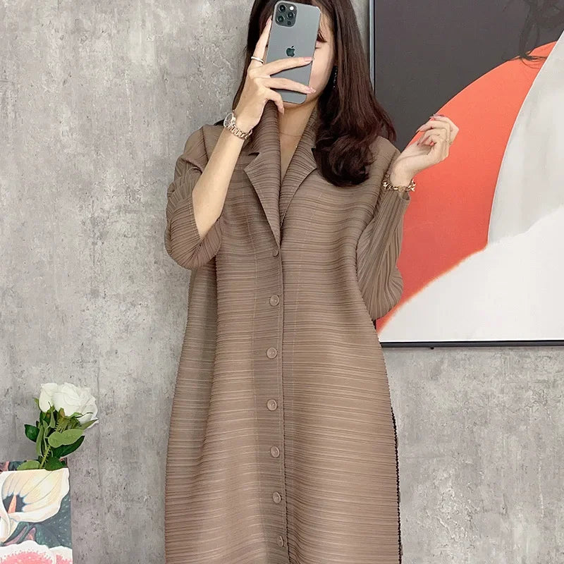 Autumn New Miyak Pleated Women's Dress