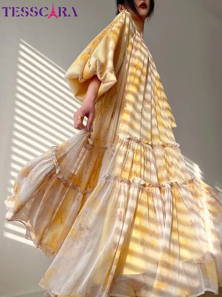 TESSCARA Long Elegant Chiffon Dress