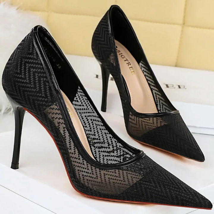 Sexy 9.5cm High Heels Mesh Sandals - Breathable & Comfortable for Office, Party, and Summer