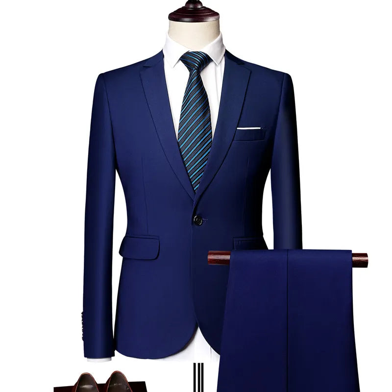 Elegant 3-Piece Men's Wedding Suit Set - Luxury Business Formal Blazers, Vest, and Pants - Free Shipping