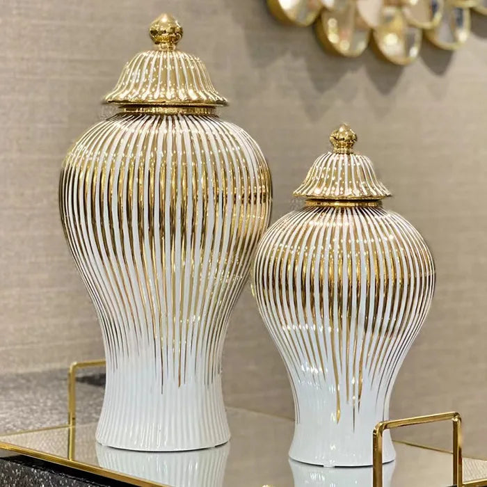 Ceramic Light Electroplated General Cans Flower Vase Crafts Decorative Decorative Storage Tanks with Soft