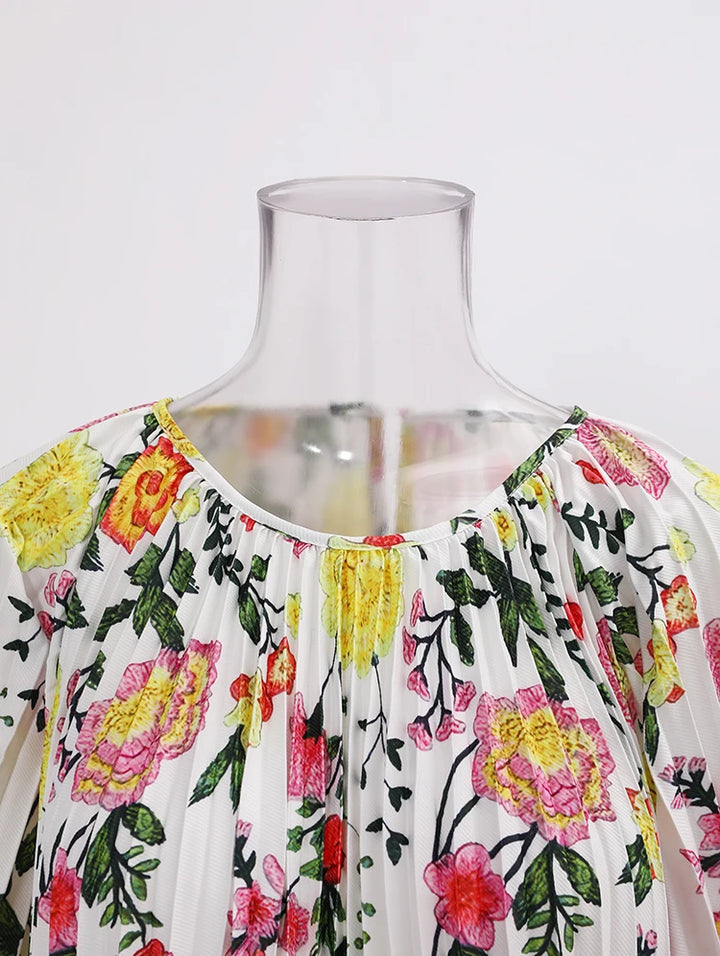 Stunning LANMREM New Print Pleated Dress for Women - Perfect for Elegant Evening Parties!