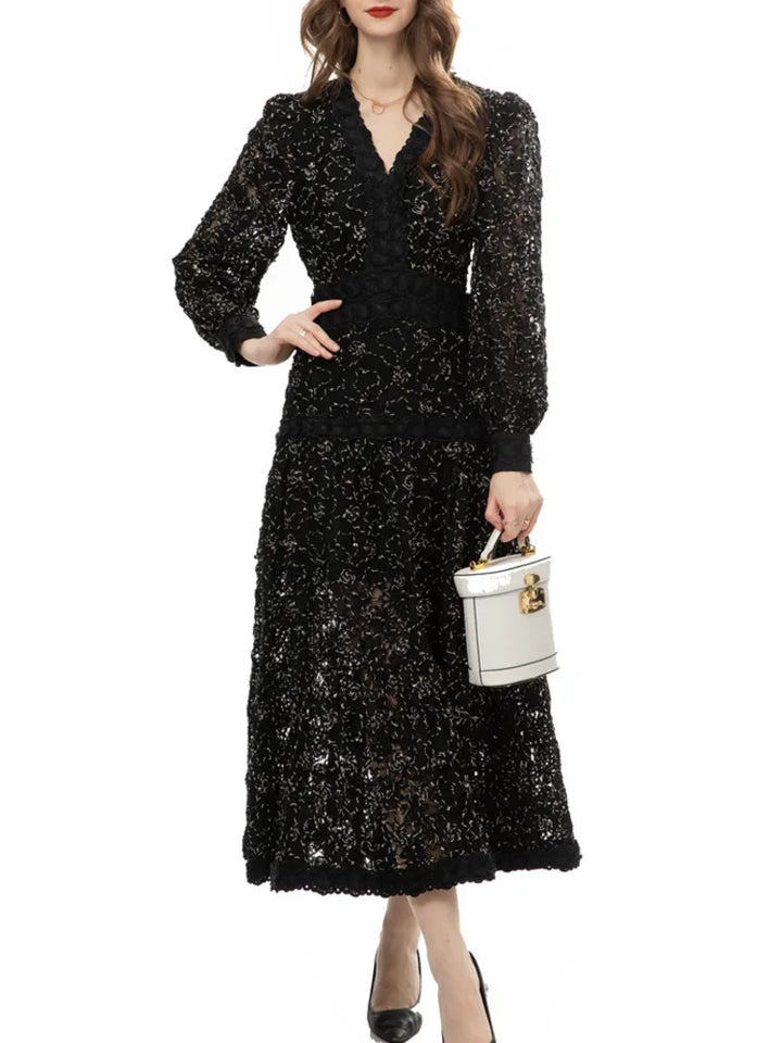 Elegant Black Lace Party Dress for Women - Spring 2023 Collection