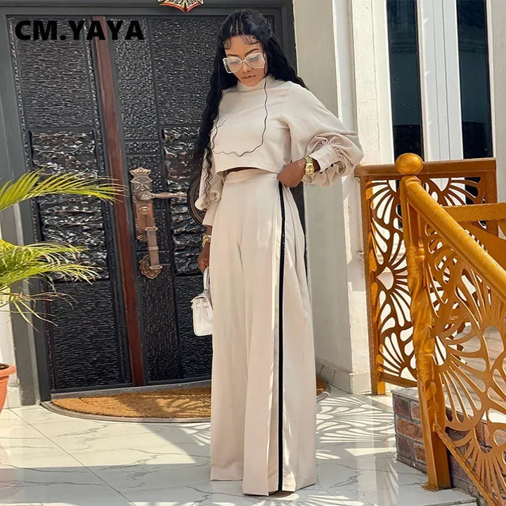 Upgrade Your Style with CM.YAYA Vintage Women's 2-Piece Tracksuit for Autumn 2023