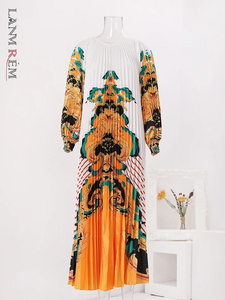 LANMREM Vintage Print A-line Dress