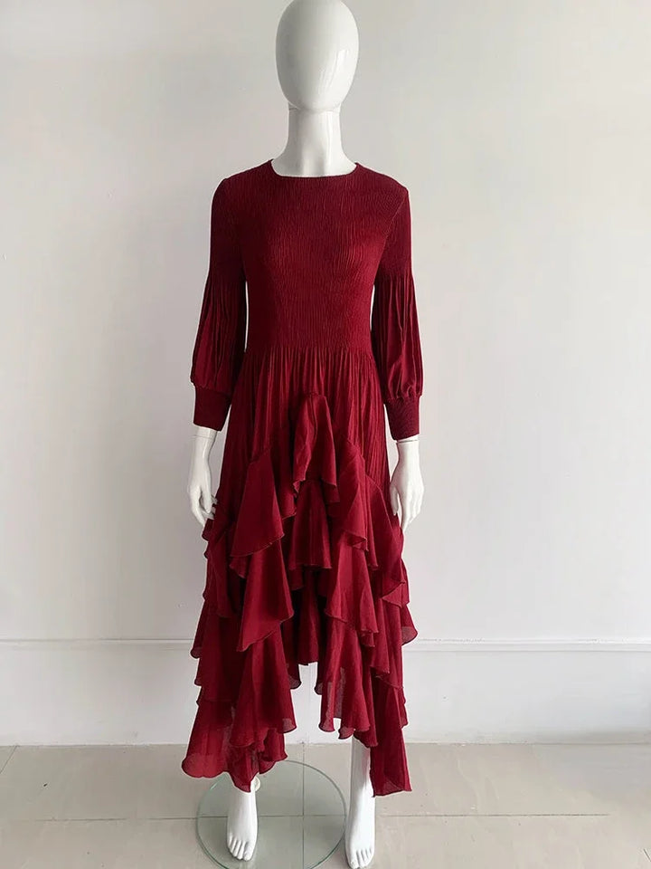 2024 Summer New Miyake Ruffled Maxi Dress