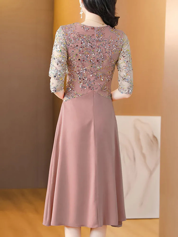 Sequin Evening Wedding Dress - Elegant Midi Bodycon Satin - Summer 2024 Chic