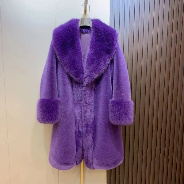 2023 Winter Fashion: Women's Warm Fur Coat with Trendy Mink Collar - Size /cm