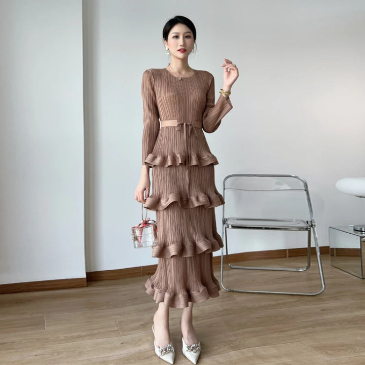 2023 Spring Pleated Dress: ASM Miyake High-grade Women's Clothing with Niche Design and Casual Party Style