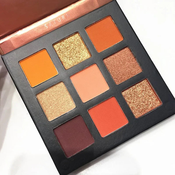 Get All-Day Glam with Beauty GLAZED 9-Color Shimmer Matte Eyeshadow Palette - Waterproof & Longlasting!