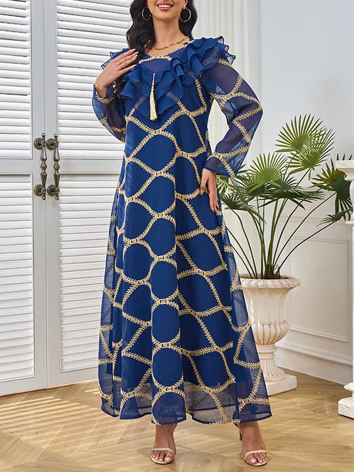 LANMREM Embroidery Ruffles A-line Dress