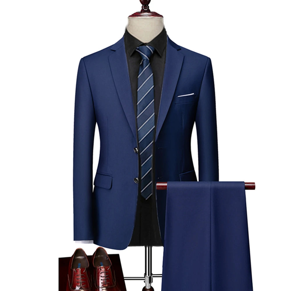 2023 Men's Business Plaid Suit Set - Blazer Jacket & Pants