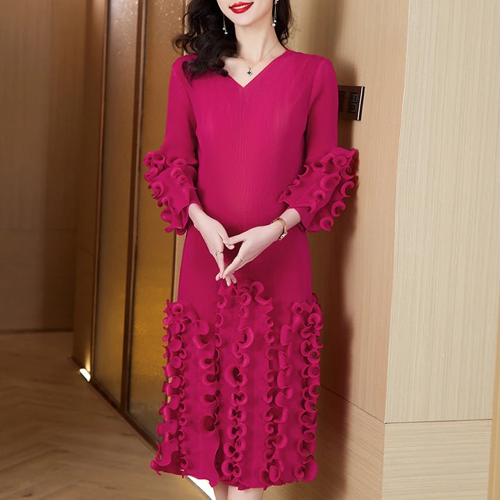 Transform Your Look with Sanzhai's 2024 Magic Skirt - V-neck, Lace-up, Slimming, Large Size