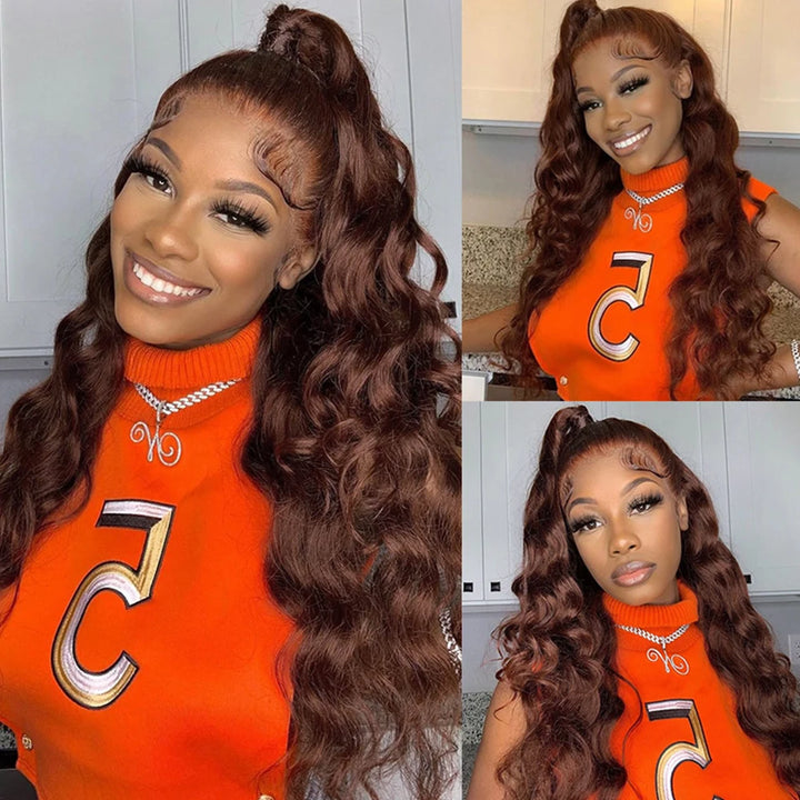 Chocolate Brown Body Wave Lace Front Wig 13x4 - 200% Density