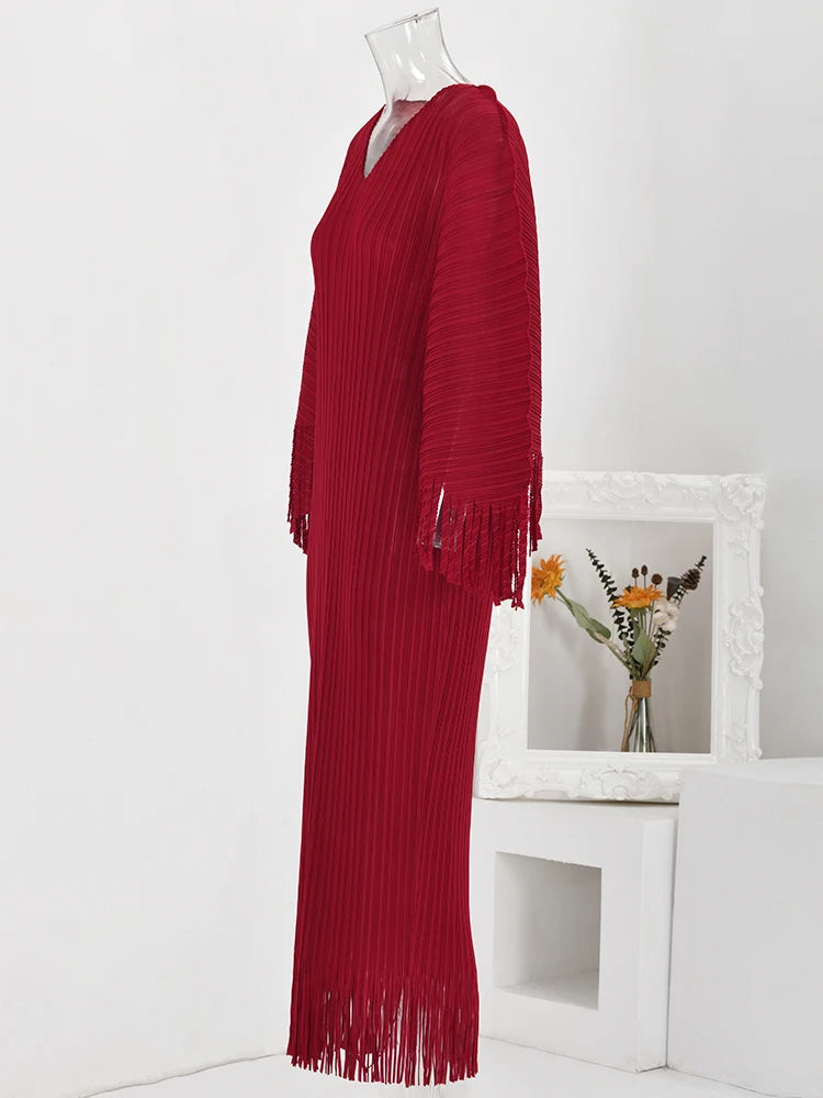 Stylish Tassel Pleated Dress for Women - Perfect for Parties and Festivals!