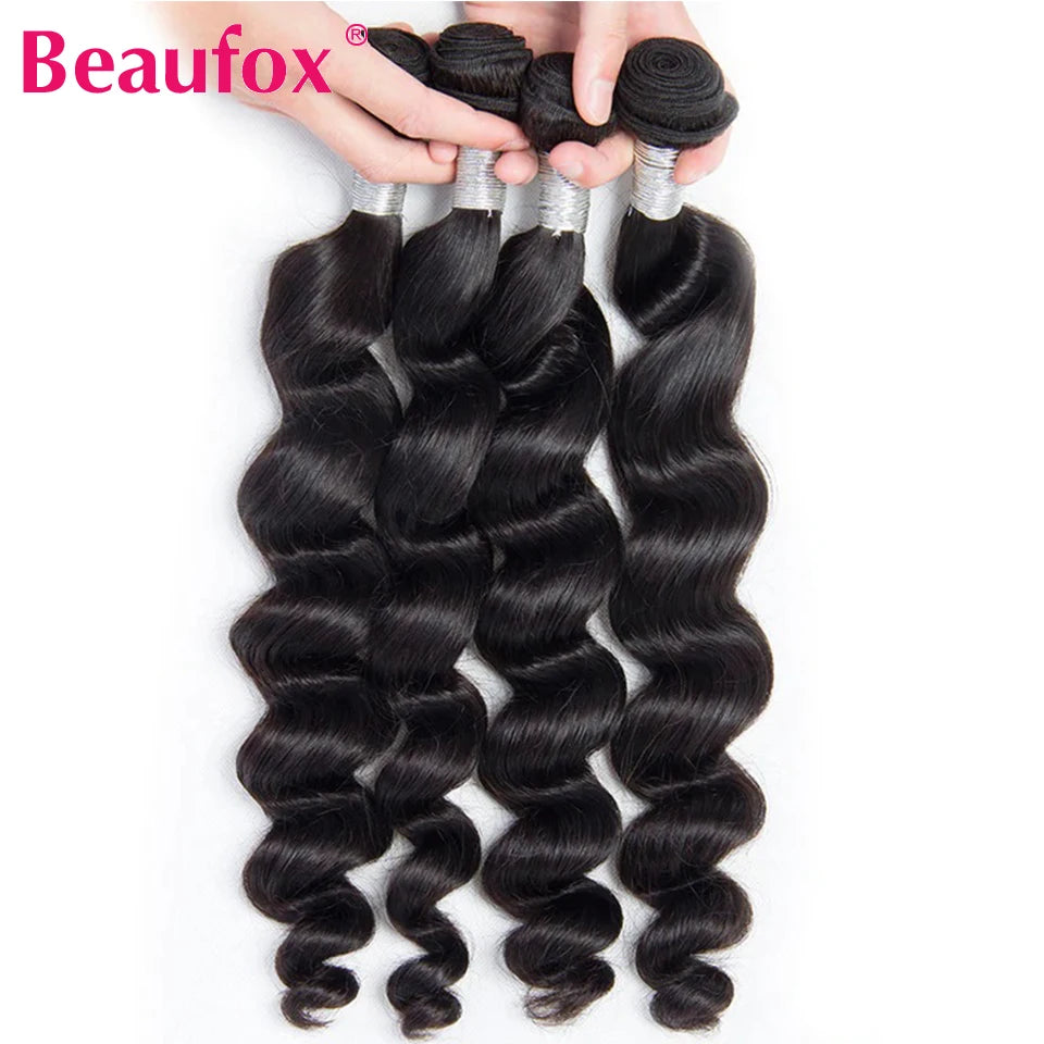 Beaufox 32 Inch Human Hair Bundles - Indian Loose Wave