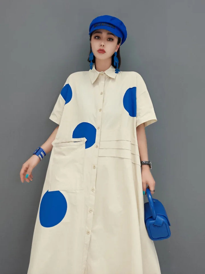 Korean Fashion Dot Printed Dress - Casual Loose Robe for Women - Spring 2024 Collection