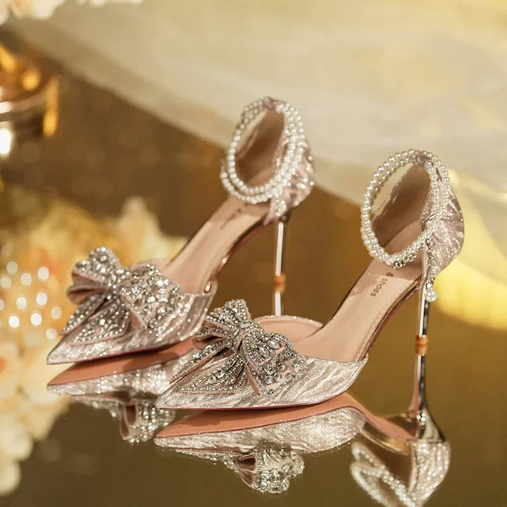 Stunning Rhinestone Butterfly Heels - Perfect for Weddings and Parties!