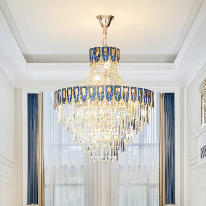 Crystal ChanDelier Postmodern Duplex Main Living Room Dining Room Lamp High-End Luxury Hotel Lobby Art Color Shell Lighting