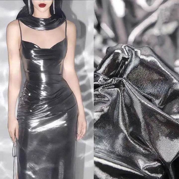 Hot Silver Shiny Slip Dress Fabric