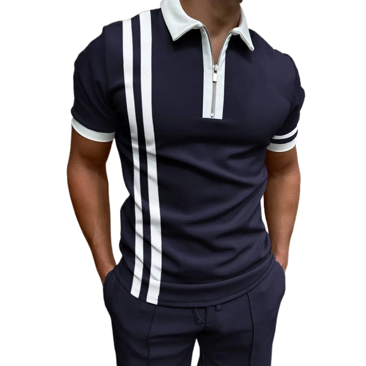 Men's Grid Stripe Polo Shirt