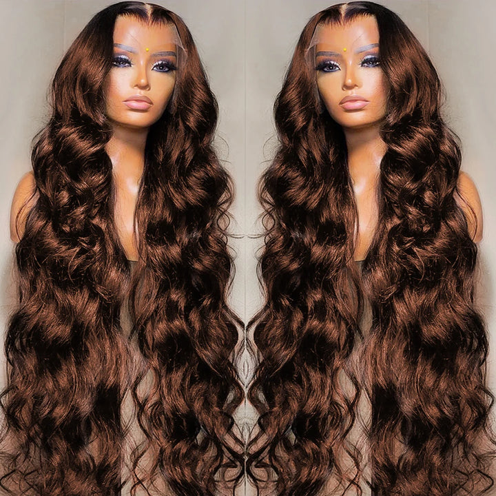 Chocolate Brown Body Wave Lace Front Wig 13x4 - 200% Density