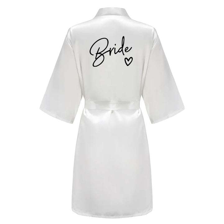 Wedding Party Team Bride Robe With Black Letters Kimono Satin Pajamas Bridesmaid Bathrobe SP003