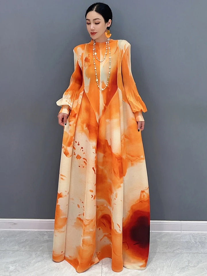 Elegant Printed Chiffon Dress - SHENGPALAE 2024