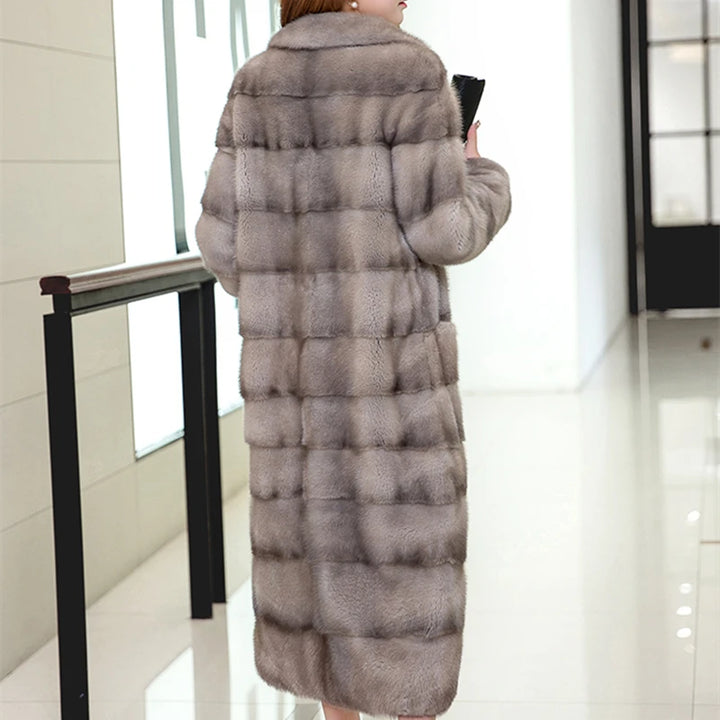 2023 New Fashion Coat Real Mink Whole Fur Women Coat Jacket Long mink fur coat Winter Thick Warm Female Mink Fur Jacket