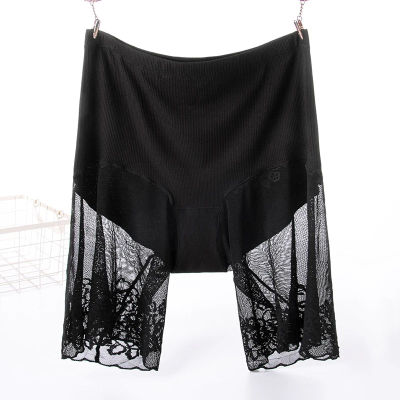 Plus Size Shorts Under Skirt Sexy Lace Anti Chafing Thigh Safety Shorts Ladies Pants Underwear Large Size Safety Pants Women