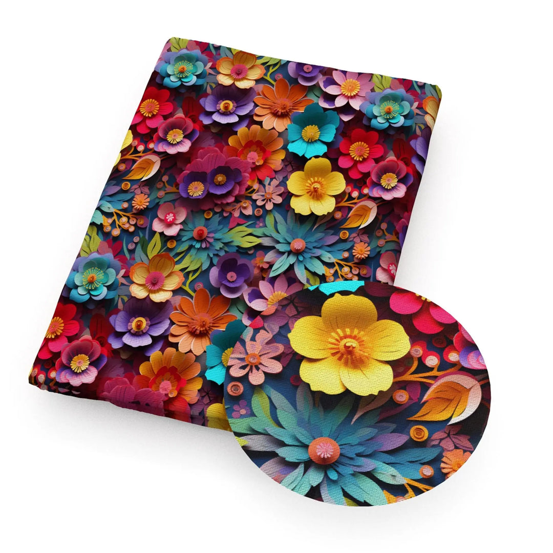Polyester Cotton Fabric - 3D Floral Series