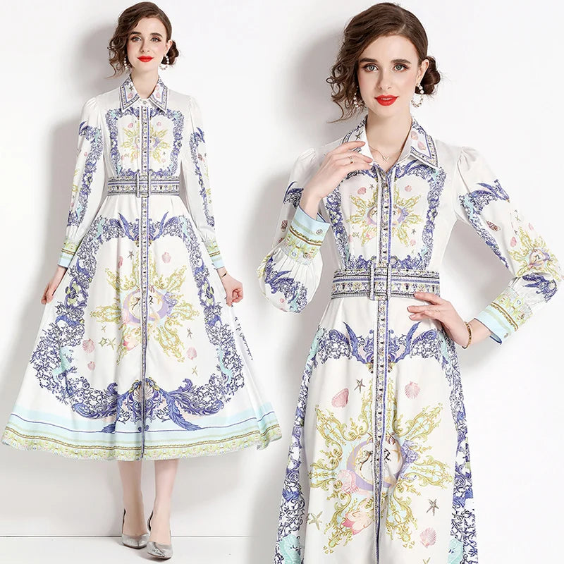 Vintage Floral Print Maxi Dress - Elegant A-line for Women's Party & Vacation
