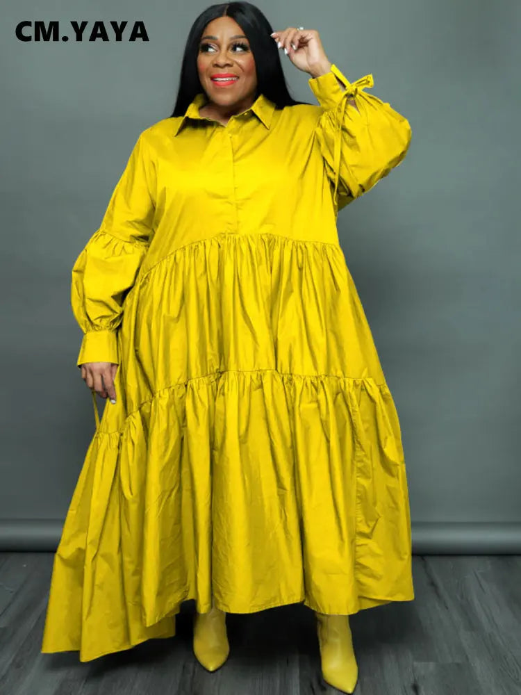 Flaunt Your Curves with CM.YAYA Plus Size Maxi Dress - Perfect for Any Occasion!