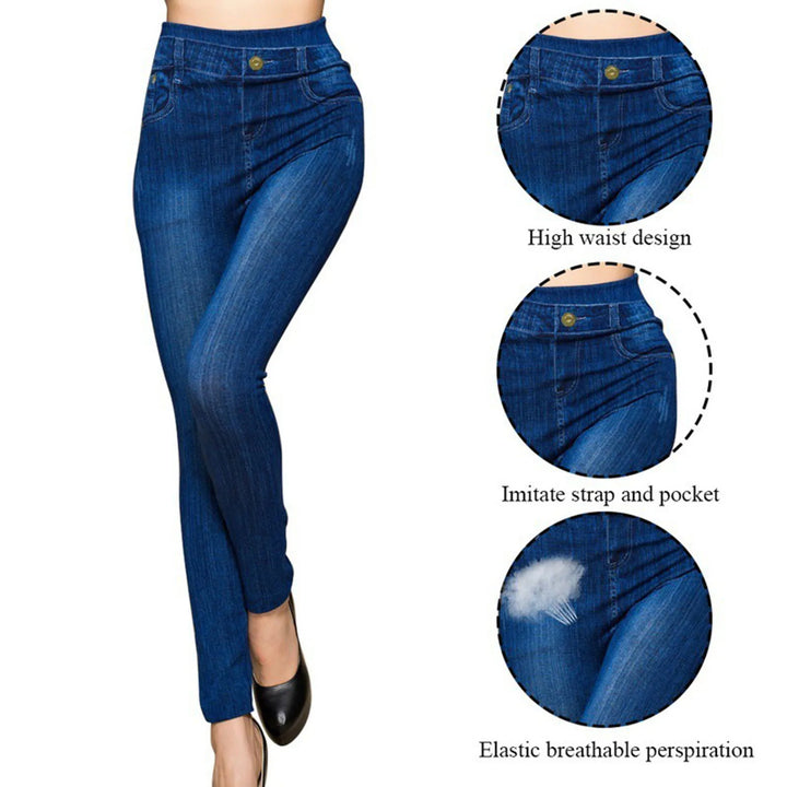 High Waist Skinny Jeans with Pockets - Women's Casual Stretch Pants