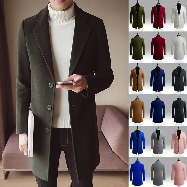 Autumn And Winter Mens Fashion Lapel Jacket Solid Color V-Neck Warm Casual Cardigan Windbreaker Thicken Coats