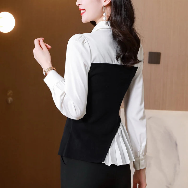 Elegant Office Ladies 2pcs Blouse Set - Slim Fit, Chic Design for 2023 Summer and Autumn