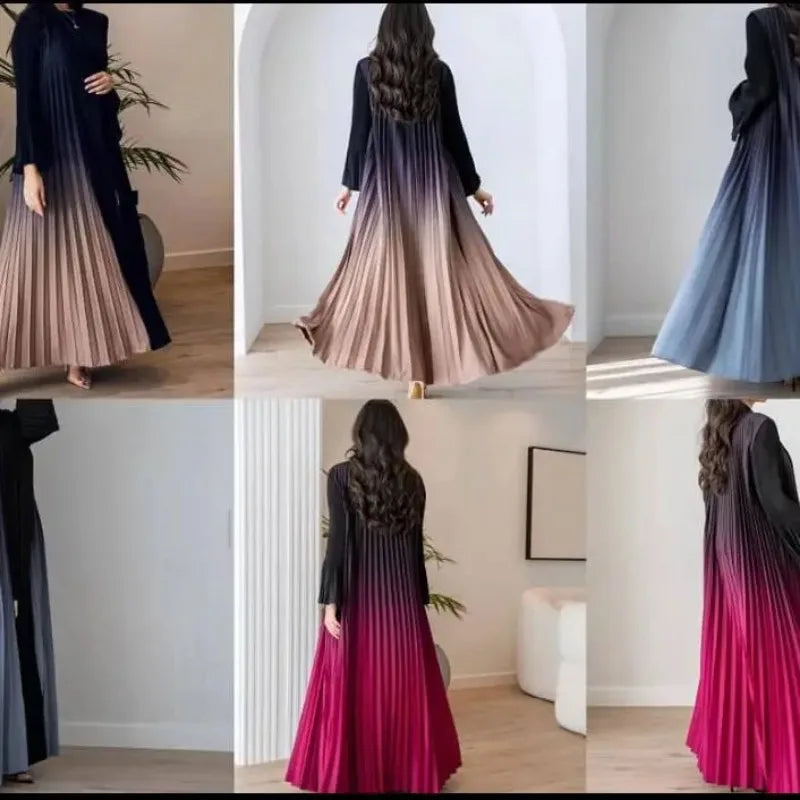 Autumn Gradient Windbreaker Coat - Flare Sleeve Cardigan for Women - 2024 Fashion - Extended Shawl Robe